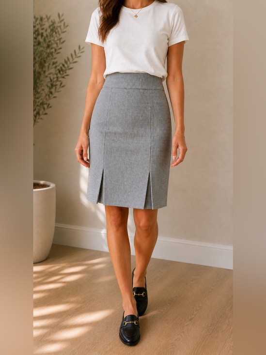 Kasper Dresses & Skirts - Kasper Tweed Pencil Skirt Size 10 Black White Career Classic Pleated Hem